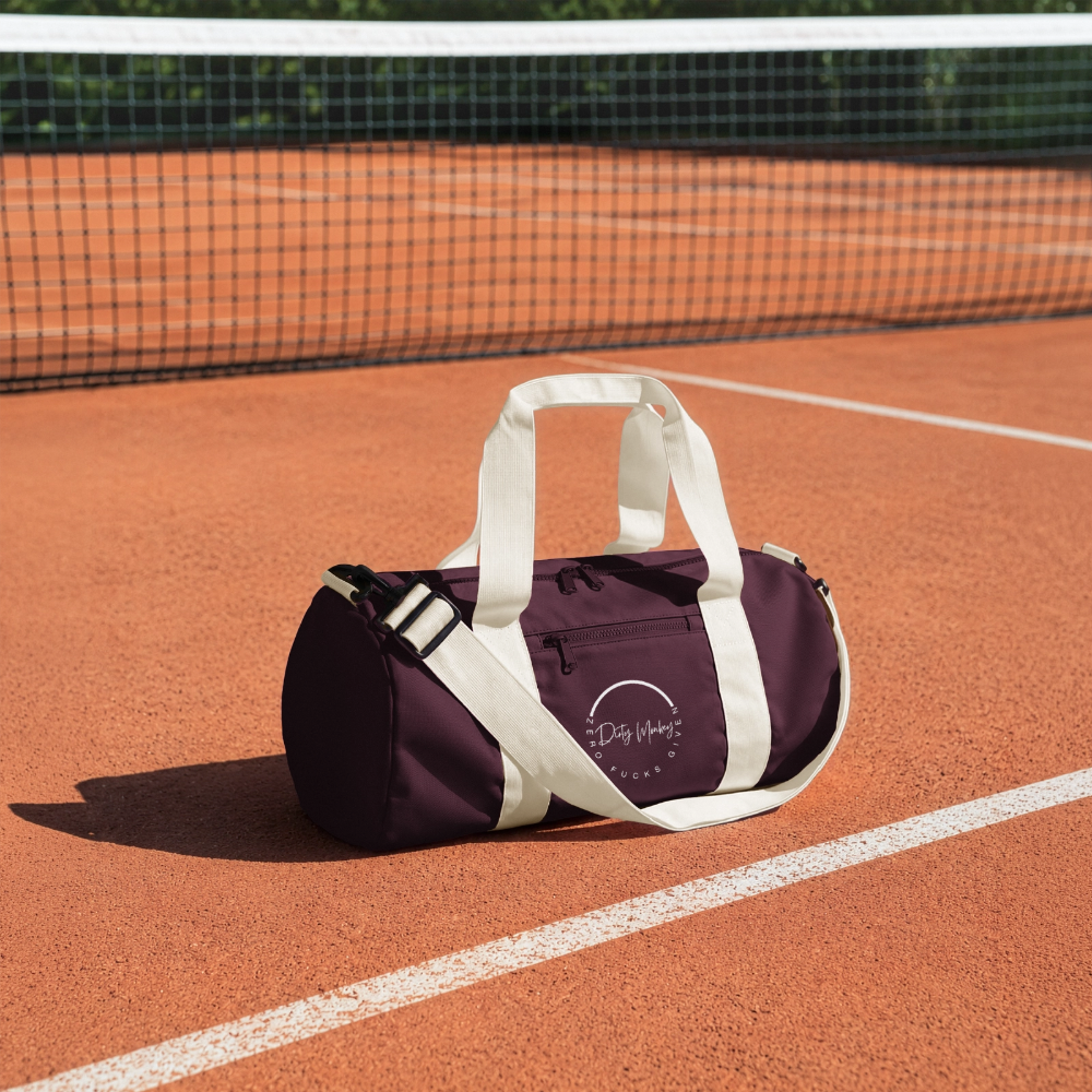 How about that duffel bag? - burgundy/off white