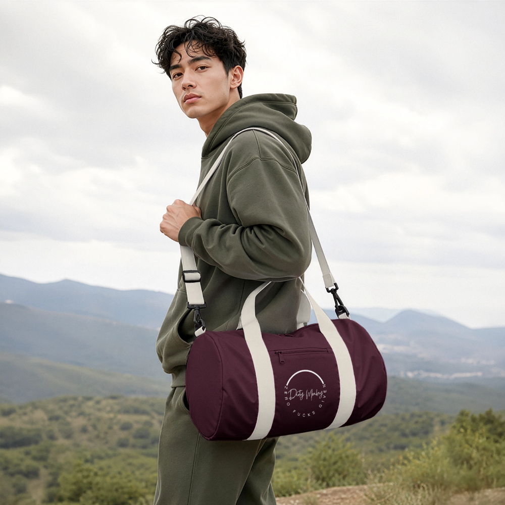 How about that duffel bag? - burgundy/off white